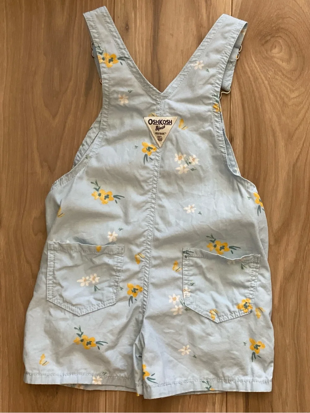 OshKosh B'gosh Blue Floral Shortalls Overalls Size 3T